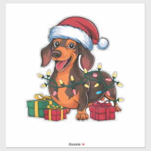 Xmas Lighting Santa Hat Dachshund Dog Christmas