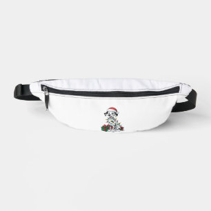 Xmas Lighting Santa Hat Dalmatian Dog Christmas Fanny Pack