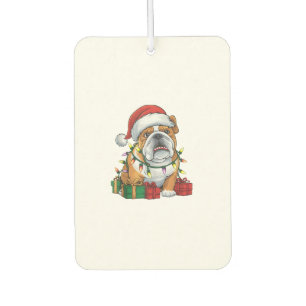 Xmas Lighting Santa Hat English Bulldog Christmas Air Freshener