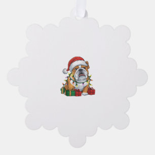 Xmas Lighting Santa Hat English Bulldog Christmas  Ornament Card
