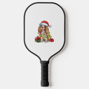 Xmas Lighting Santa Hat English Coonhound Dog Chri Pickleball Paddle