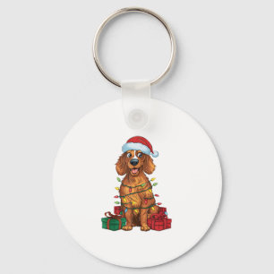 Xmas Lighting Santa Hat English Setter Dog Christm Keychain