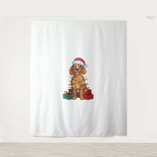 Xmas Lighting Santa Hat English Setter Dog Christm Tapestry