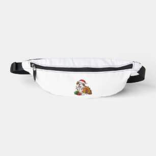 Xmas Lighting Santa Hat English Sheepdog Christmas Fanny Pack