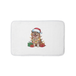 Xmas Lighting Santa Hat Finnish Lapphund Dog Chris Bath Mat