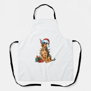 Xmas Lighting Santa Hat German Pinscher Dog Christ Apron