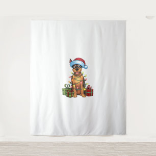 Xmas Lighting Santa Hat German Pinscher Dog Christ Tapestry