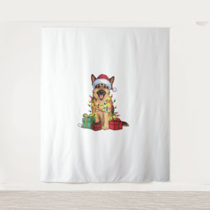 Xmas Lighting Santa Hat German Shepherd Dog Christ Tapestry