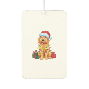 Xmas Lighting Santa Hat Goldendoodle Dog Christmas Air Freshener