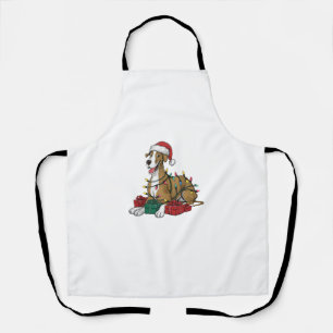 Xmas Lighting Santa Hat Great Dane Dog Christmas _ Apron