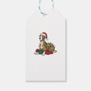 Xmas Lighting Santa Hat Great Dane Dog Christmas _ Gift Tags
