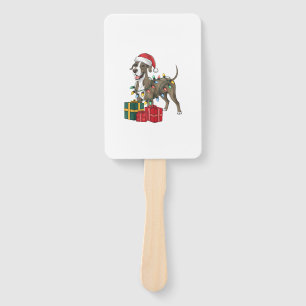Xmas Lighting Santa Hat Great Dane Dog Christmas _ Hand Fan