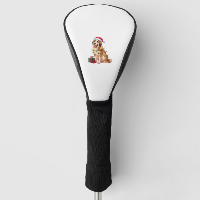 Xmas Lighting Santa Hat Great Pyrenees Dog Christm Golf Head Cover (Front)