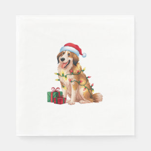 Xmas Lighting Santa Hat Great Pyrenees Dog Christm Napkin