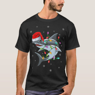 Xmas Lighting Santa Hat Hammerhead Shark Christmas T-Shirt