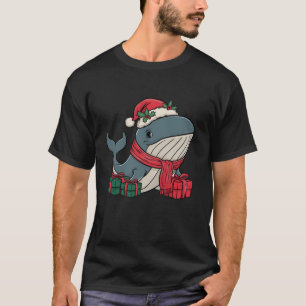 Xmas Lighting Santa Hat Humpback Whale Christmas T-Shirt