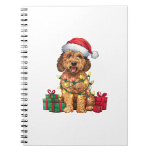 Xmas Lighting Santa Hat Labradoodle Dog Christmas Notebook