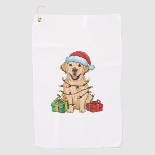 Xmas Lighting Santa Hat Labrador Retriever Dog Chr Golf Towel