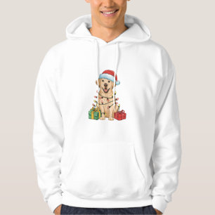 Xmas Lighting Santa Hat Labrador Retriever Dog Chr Hoodie
