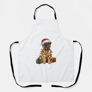 Xmas Lighting Santa Hat Leonberger Dog Christmas _ Apron