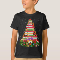 Xmas Lighting Santa Hat Librarian Book Christmas T