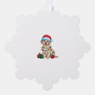 Xmas Lighting Santa Hat Maltese Dog Christmas Ornament Card