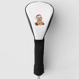 Xmas Lighting Santa Hat Maltipoo Dog Christmas  Golf Head Cover
