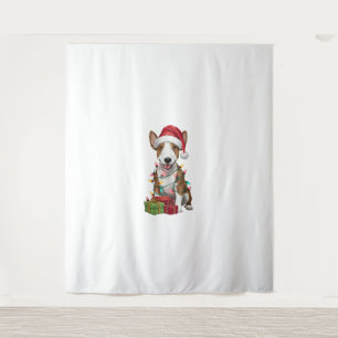 Xmas Lighting Santa Hat Miniature Pinscher Dog Chr Tapestry