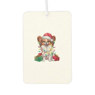 Xmas Lighting Santa Hat Papillon Dog Christmas Air Freshener
