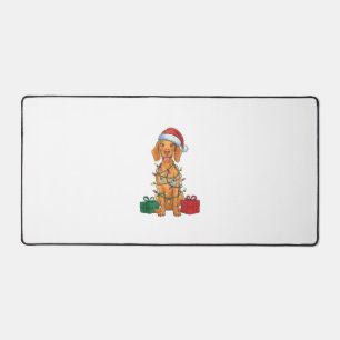 Xmas Lighting Santa Hat Pomeranian Dog Christmas Desk Mat
