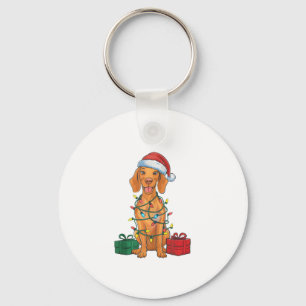 Xmas Lighting Santa Hat Pomeranian Dog Christmas Keychain