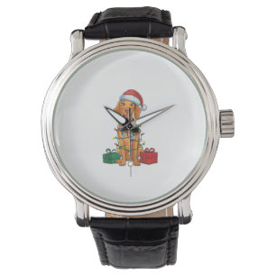 Xmas Lighting Santa Hat Pomeranian Dog Christmas Watch