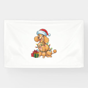 Xmas Lighting Santa Hat Poodle Dog Christmas _1 Banner