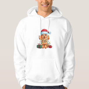 Xmas Lighting Santa Hat Poodle Dog Christmas Hoodie