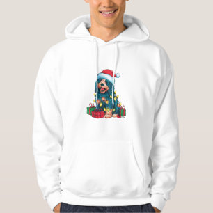 Xmas Lighting Santa Hat Portuguese Water Dog Chris Hoodie