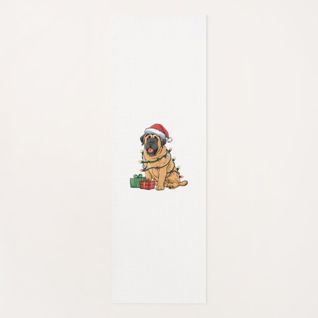 Xmas Lighting Santa Hat Pyrenean Mastiff Dog Chris Yoga Mat (Front)