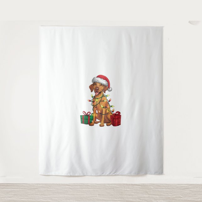 Xmas Lighting Santa Hat Rhodesian Ridgeback Dog Ch Tapestry (Front)