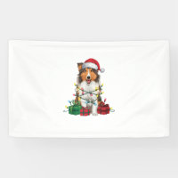 Xmas Lighting Santa Hat Rough Collie Dog Christmas