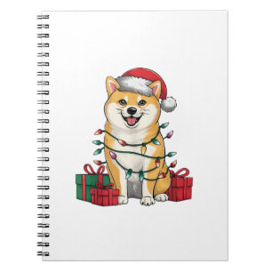 Xmas Lighting Santa Hat Shiba Inu Dog Christmas _1 Notebook