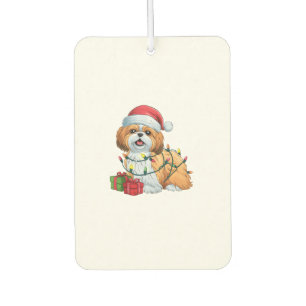 Xmas Lighting Santa Hat Shih Tzu Dog Christmas  Air Freshener