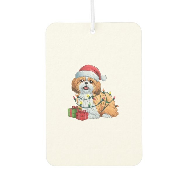 Xmas Lighting Santa Hat Shih Tzu Dog Christmas  Air Freshener (Front)