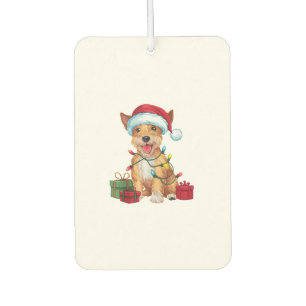 Xmas Lighting Santa Hat Skye Terrier Dog Christmas Air Freshener