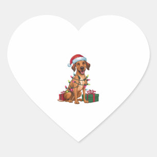 Xmas Lighting Santa Hat Thai Ridgeback Dog Christm Heart Sticker