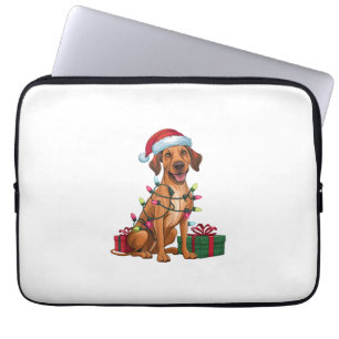 Xmas Lighting Santa Hat Thai Ridgeback Dog Christm Laptop Sleeve