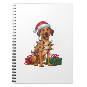 Xmas Lighting Santa Hat Thai Ridgeback Dog Christm Notebook