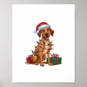Xmas Lighting Santa Hat Thai Ridgeback Dog Christm Poster