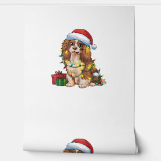 Xmas Lighting Santa Hat Tibetan Spaniel Dog Christ Wallpaper