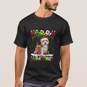 Xmas Lighting Santa Hat Tibetan Terrier Dog Merry  T-Shirt