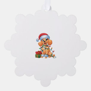 Xmas Lighting Santa Hat Toy Poodle Dog Christmas Ornament Card