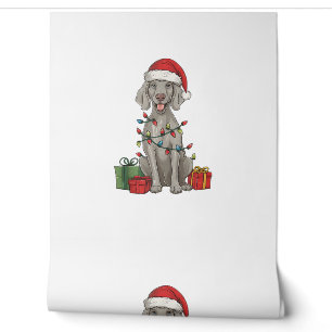 Xmas Lighting Santa Hat Weimaraner Dog Christmas Wallpaper